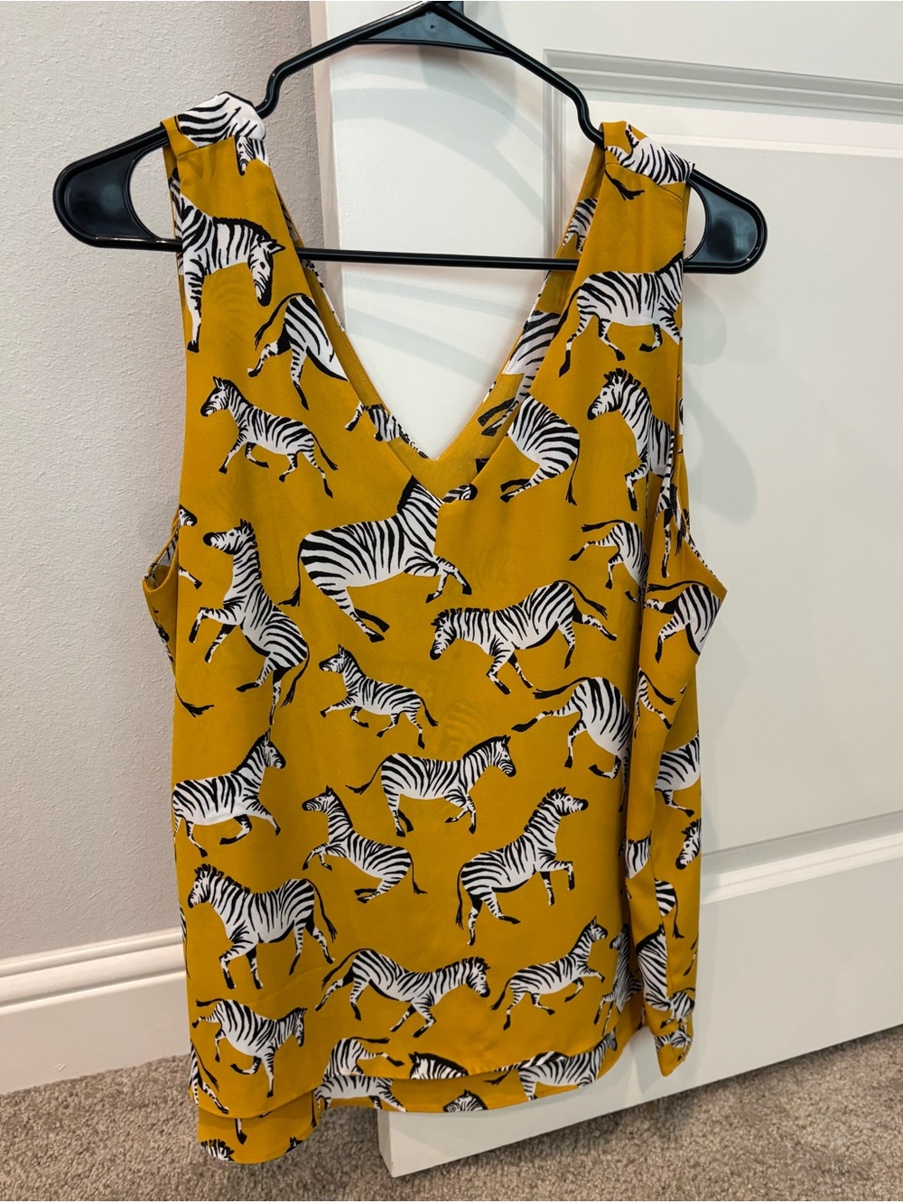 Ann Taylor Mustard Zebra Print V-Neck Camisole